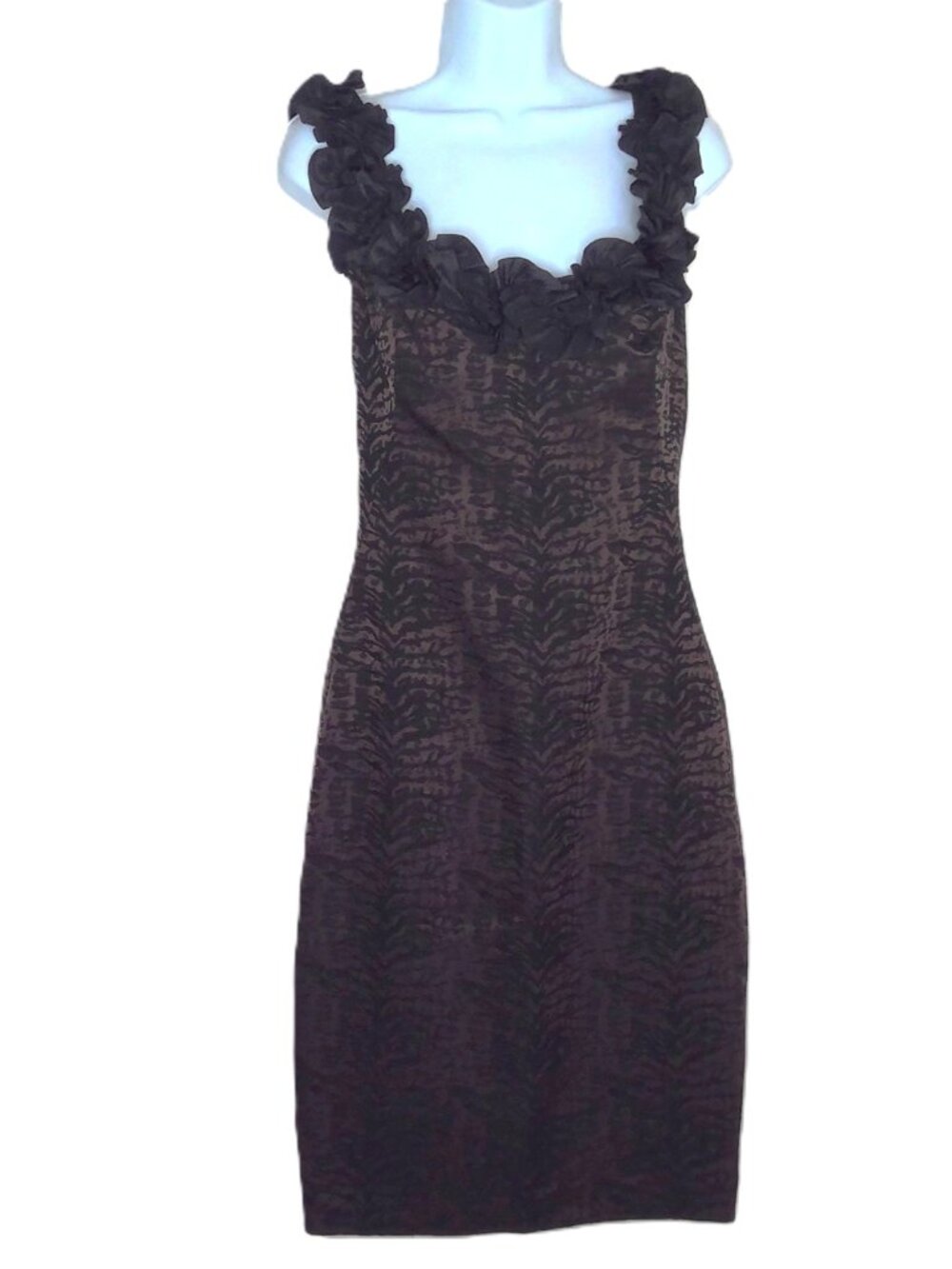 Maggie London Sleeveless Dress Jaquard Animal Print Scoop Neck Party Lined Sz 16